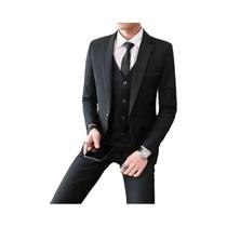 Terno Masculino Slim-Fit Estilo Britânico Para Casamento S-8XL Blazer Colete Calças Casual Para