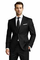 Terno Masculino Slim Fit Oxford Preto Social Casamento Premium