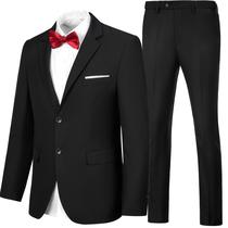 Terno masculino slim fit, ternos pretos, smoking, formatura de casamento, roupas de boas-vindas para homens, conjunto de 2 peças, vestido, blazer, calças, tamanho XXL Terno masculino slim fit, ternos pretos, smoking, formatura de casamento, roupas de boas-vindas para homens, conjunto de 2 peças, vestido, blazer, calças, tamanho XXL