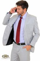 Terno masculino Slim Italiano Microfibra Acetinado Cinza PALETÓ 50 CALÇA 44