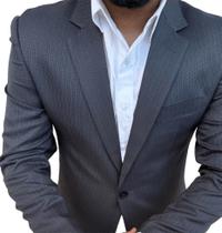 Terno microfibra cinza escuro risca cor:pretotamanho:56