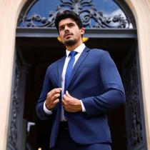 Terno Microfibra Slim Fit Marca D'água - Chumbo