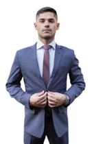 Terno Microfibra Slim Masculino Social Azul Noite - Paleto+Calça Terra Forte Ternos