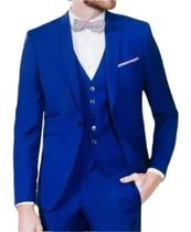 Terno Oxford Slim Masculino Social Azul Royal - Paleto+Calça Terra Forte Ternos