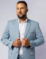 Terno plus size azul melange