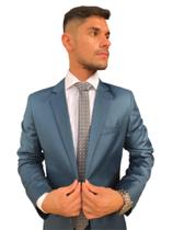 Terno Poliviscose Slim Masculino Social Azul Turquesa - Paleto+Calça - Terra Forte Ternos