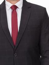 Terno PS Microfibra Preto detalhe xadrez Terno PS Microfibra Preto detalhe xadrez