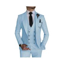 Terno Slim Fit De 3 Peças Para Casamento Masculino: Blazer, Colete E Calça Ideal Para Padrinhos E