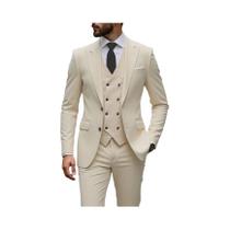 Terno Slim Fit De 3 Peças Para Casamento Masculino: Jaqueta, Colete E Calça Para Noivos E Padrinhos
