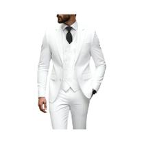 Terno Slim Fit De 3 Peças Para Casamento Masculino: Jaqueta, Colete E Calça Para Noivos E Padrinhos