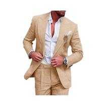 Terno Slim Fit Masculino De Linho Para Casamento Na Praia, Festa De Formatura, Tuxedo Casual De 2