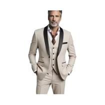 Terno Slim Fit Masculino Preto E Branco De Tamanho Grande Em Três Peças Para Casamento De Outono