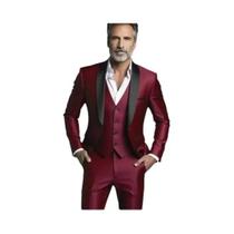 Terno Slim Fit Masculino Preto E Branco De Tamanho Grande Em Três Peças Para Casamento De Outono