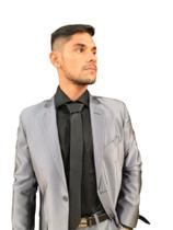 Terno Slim Masculino Poliviscose Chumbo Encerado- Blazer+Calça+barato - Terra Forte Ternos