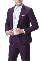Terno Slim Masculino Poliviscose Roxo Jordhan Terno Slim Masculino Poliviscose Roxo Jordhan