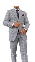 Terno Slim Masculino Xadrez Cinza PV Lapela Peak T&C - Elegância e Conforto