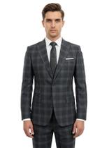 Terno Slim Masculino Xadrez Preto com Lapela Peak T&C - Elegância e Conforto Terno Slim Masculino Xadrez Preto com Lapela Peak T&C - Elegância e Conforto