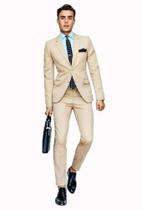 Terno Slin de Corte Italiano - Begê- Paletó + Calça + Barato "ENVIO IMEDIATO"