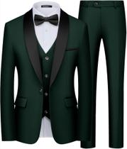 Terno WULFUL 3 Peças Slim Fit Smoking Verde Escuro Terno WULFUL 3 Peças Slim Fit Smoking Verde Escuro