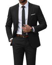 Terno YND XL Preto Slim Fit Conjunto de 2 Peças Blazer e Calça Terno YND XL Preto Slim Fit Conjunto de 2 Peças Blazer e Calça