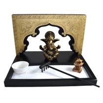 Terrário Bandeja Areia Altar Ganesha Jardim Zen Decorativo Porta Vela Madeira 14cm - Gici Decor