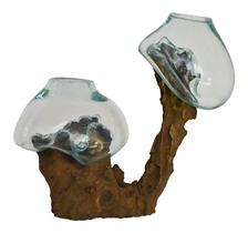 Terrário Cohasset 647-30D Escultura de Vidro e Madeira 30 cm