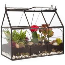 Terrário de vidro estilo estufa D'Eco 25 x 11 x 23 cm decorativo Terrário de vidro estilo estufa D'Eco 25 x 11 x 23 cm decorativo