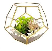 Terrário Dodecaedro Bola Grande 14Cm Cobre Latão Vazo Para Planta Suculenta E Pedras