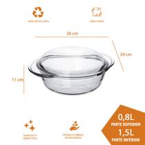 Terrina Redonda Pequena Base 1,5L Tampa 0,8L - 2Un Nadir