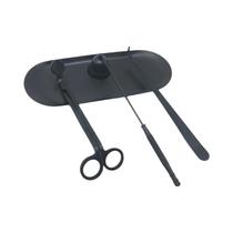 Tesoura Aparadora De Pavio De Vela De Aço Inoxidável 4 Unidades / Conjunto Com Bandeja Extintor