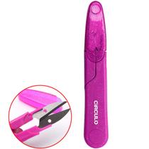 Tesoura Arremate Tecelão Pic Costura Brilho Glitter Rosa