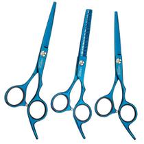 Tesoura Blue Titanium Navalha5,5” Laser7" Desbates 6" Vertix