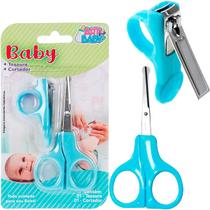Tesoura Cortador Cortar Unha Bebê Baby Cuidado Infantil Azul