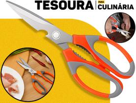 Tesoura Cozinha 21cm P/ Frango Carne Peixe Legumes Frutas Multiuso Lâmina Em Metal Original Click