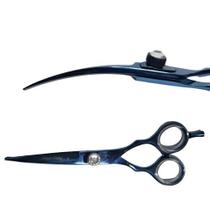 Tesoura Curva Titanio Azul Maryam Trading 6 Polegadas