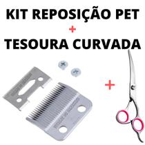 Tesoura Curvada + Lâmina De Aço Kit P/ Tosa Petshop Original