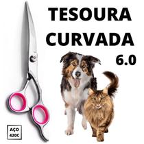 Tesoura Curvada Para Banho E Tosa Pet Profissional P Petshop