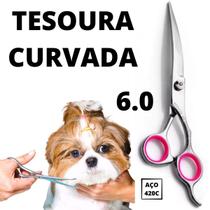 Tesoura Curvada Para Banho E Tosa Pet Profissional Petshop!!