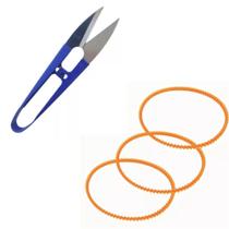 Tesoura de arremate tecelão Metal + kit 3 correias para overloque - fox