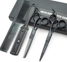 Tesoura de cabelo Smithking de 5,5 polegadas com conjunto de pentes finos pretos