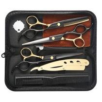 Tesoura de cabelo Wenshall Professional Black Gold 17,5 cm