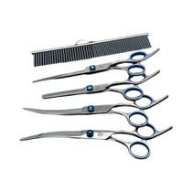 Tesoura De Corte E Desbaste Curva Para Tosa De Cães E Gatos, Aço Inoxidável, 6 E 7 Polegadas, Marca