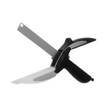 Tesoura De Cozinha Multifuncional 2 Em 1 Em Aço Inoxidável Com Tábua De Corte Para Carne, Legumes E