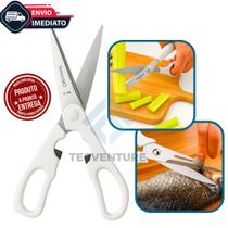 Tesoura De Cozinha Multiuso Laminas De Inox Ideal Para Cortar Ervas Vegetais Peixe Carne Embalagem C