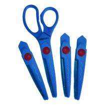 Tesoura de Picotar Escolar 4 Tipos Laminas de Corte Zigzag 4 em 1