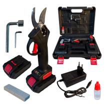 Tesoura de Poda Elétrica 48V com 2 Baterias Recarregáveis, Lâmina de Aço, Maleta e Kit Completo