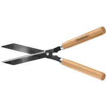 Tesoura de poda para cerca viva/grama com lamina metalica serrilhada e cabo de madeira 12 polegadas tramontina