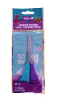 Tesoura Escolar 13 cm cor Azul Claro / Roxo no Cabo - onda pro