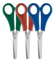 Tesoura Escolar C Régua De Aço Inox Com 13cm Colorida Kit 3