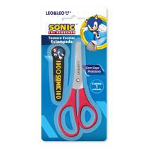 Tesoura escolar estampada com capa sonic